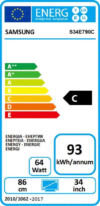 Energie-Label Samsung Ls34e790cns (3440 x 1440 Pixel, 34")