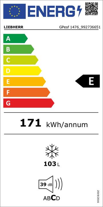 Label énergétique Liebherr Gefrierschrank GPesf 1476 Premium A++ (Autonome, 106 l)