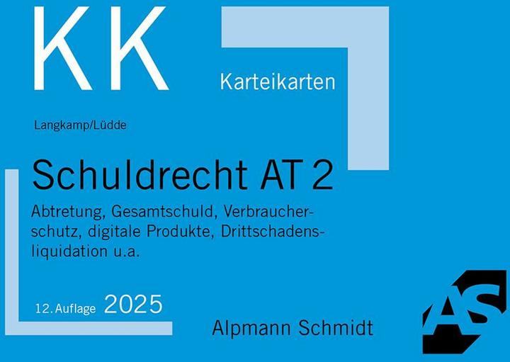 Produktbild Karteikarten Schuldrecht AT 2 (Deutsch, Tobias Langkamp, Jan Stefan Lüdde, 2024)