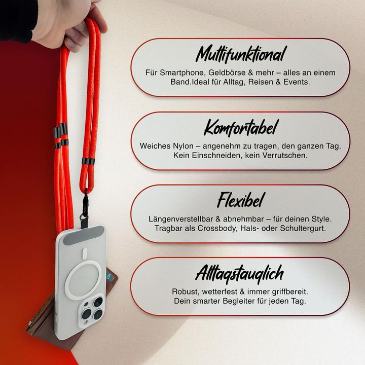Immagine prodotto Nalia HoldMe Lanyard Handykette - Universal Trageband für Smartphones - Verstellbar, Soft & Elastisch