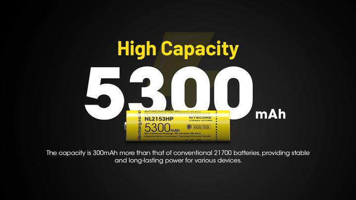 Actual product image Nitecore NL2153HP (1 pcs., 21700, 5300 mAh)