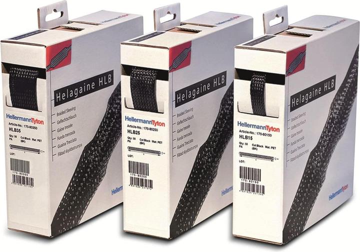 Produktbild HellermannTyton Geflechtschlauch 40mm Bereich 18-54mm sw (Kabelschlauch, 1000 cm)