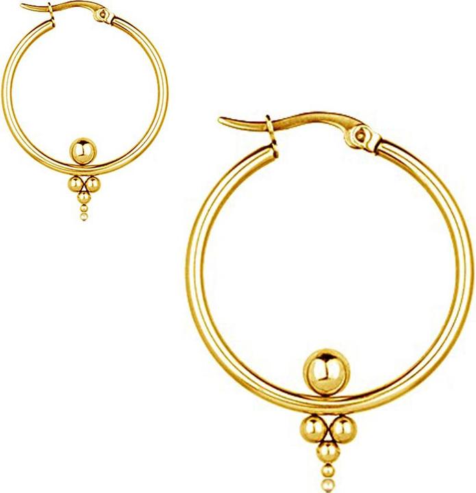 Immagine prodotto Star Piercing Orecchino creolo placcato oro con cinque palline (Ottone)