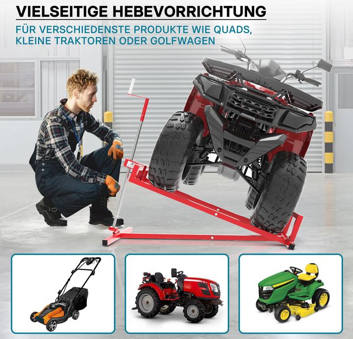 Immagine prodotto Wiltec Sollevatore per tosaerba 400 kg Dispositivo di sollevamento Rampa per tosaerba da giardino Jack per (Trattorino, Accessori per trattori)