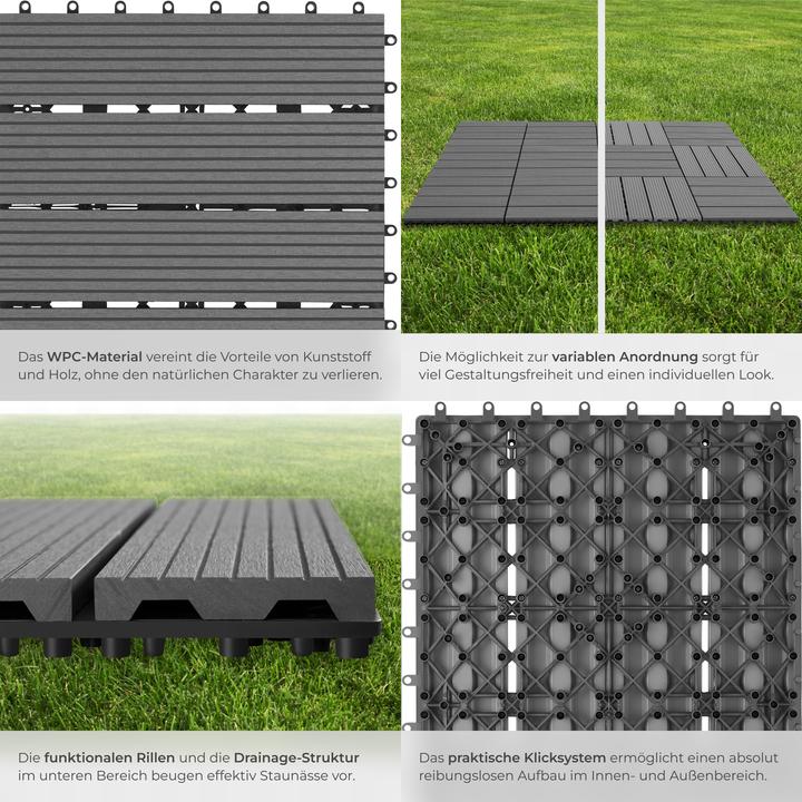 Image du produit tectake Set Terrassenfliesen (22 x, 31 x 31 cm)