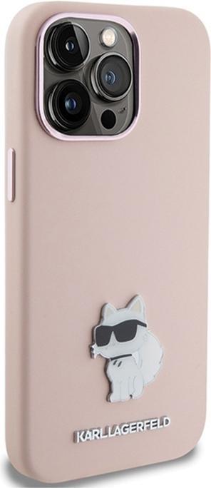 Produktbild Karl Lagerfeld KLHCP15LSMHCNPP iPhone 15 Pro 6.1" różowy/pink Silicone Choupette Metal Pin (Apple iPhone 15 Pro)