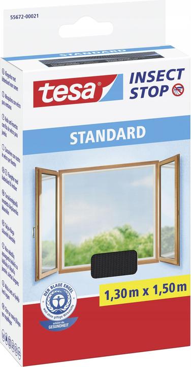 tesa Insektenschutz STANDARD für Fenster, mit Klettband, ohne Bohren (130 x 150 cm)