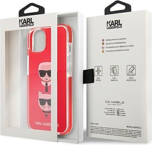 Actual product image Karl Lagerfeld Hard Cover TPE Karl and Choupette Head Case Red, for iPhone 13 Mini, KLHCP13STPE2TR (Apple iPhone 13 mini)