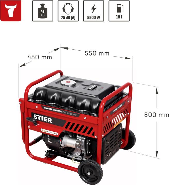 Produktbild Stier Inverter Stromerzeuger SNS-500 5,0 kW 75 dB(A) (18 l)