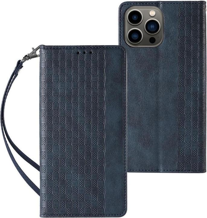 Produktbild Hurtel Magnetband Hülle Hülle für Samsung Galaxy S23 Ultra Flip Wallet Mini Lanyard Stand Blau (Samsung Galaxy S23 Ultra)
