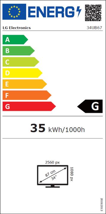 Energy Label LG 34ub67-B (2560 x 1080 pixels, 34.25")
