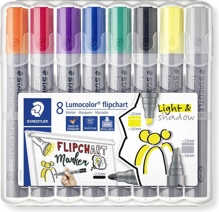 Productafbeelding Staedtler Lumocolor flipchart marker 356 Flipchart marker met ronde punten (Veelkleurig, 2 mm, 8 x)