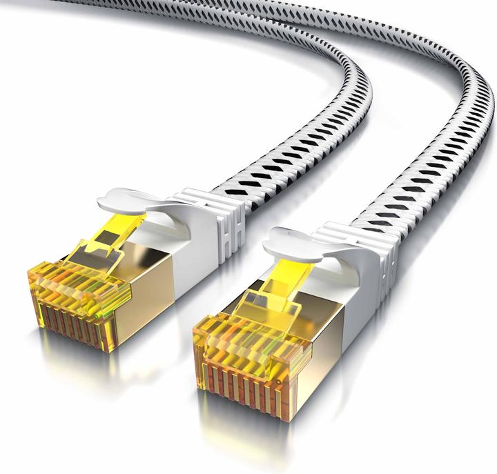 Produktbild Primewire CAT 7 Netzwerkkabel Flach Baumwollmantel - LAN Patchkabel Datenkabel - Flachbandkabel - Verlegekabel (U/FTP, CAT7, 2 m)