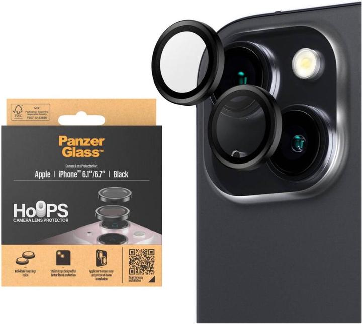 Immagine prodotto PanzerGlass Protezione lente fotocamera Hoops (1 Pezzo/i, Apple iPhone 15)