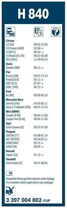 Actual product image Bosch Automotive H840