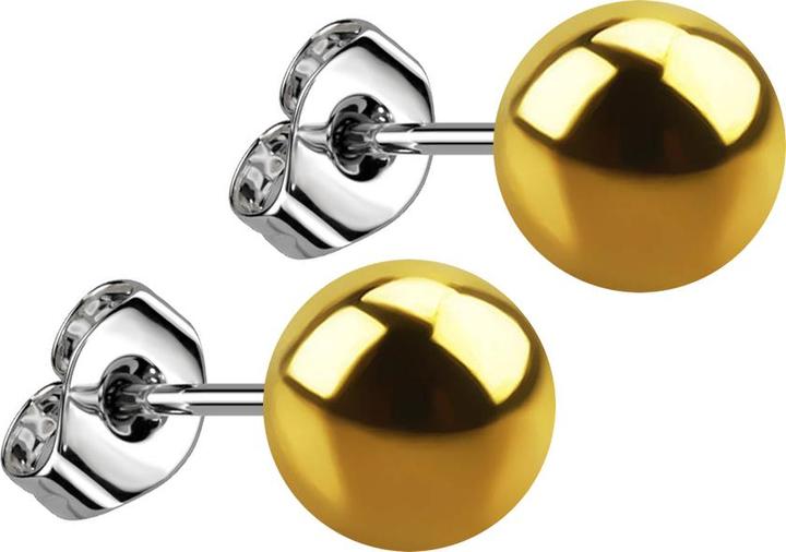 Actual product image Star Piercing Ear studs with ball gold plated (without brass, Surgical steel 316L)