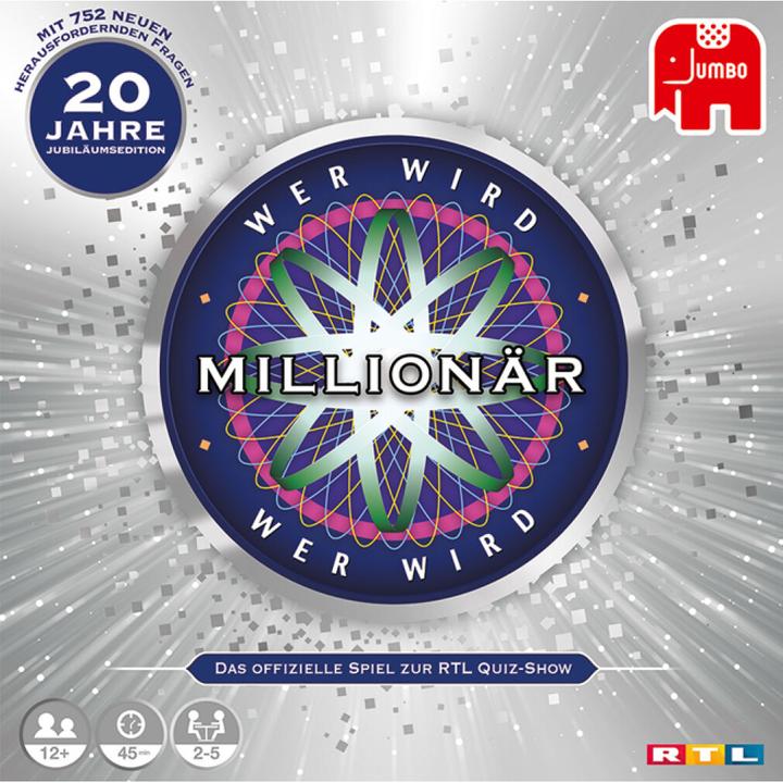 Immagine prodotto Jumbo Chi vuole essere un milionario 20 J, d 20 anni edizione anniversario, da 12 anni, 2-5 giocatori (Tedesco)