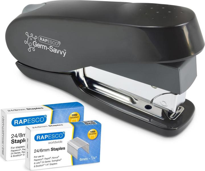Immagine prodotto Rapesco 1466 Graffatrice antibatterica Germ-Savvy, Luna-Less Effort ECO a funzionamento scorrevole e 2.000 (50 lamelle)