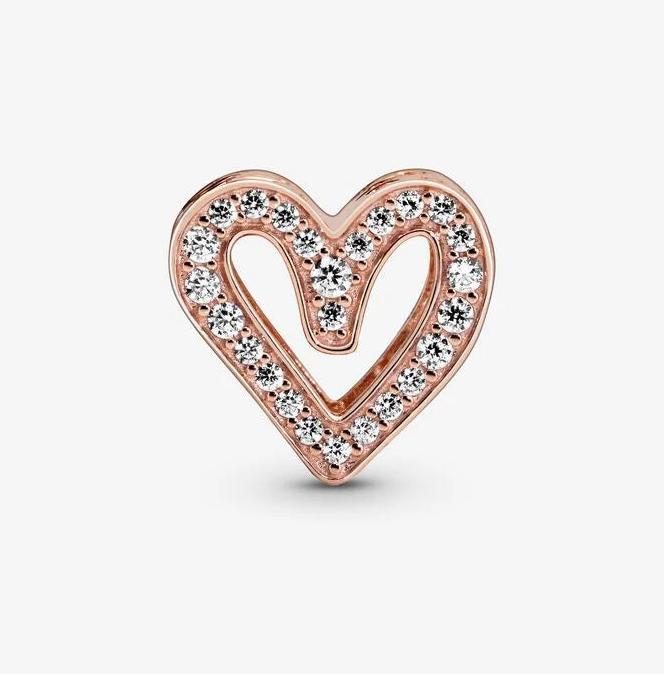 Produktbild Pandora Rose Sparkling Freehand Heart Charm (Metall, rosevergoldet)