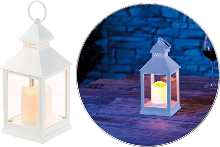 Immagine prodotto Lunartec Lanterna con candela a LED tremolante e timer, funzionamento a batteria, bianco (1 x)