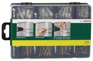 Produktbild Bosch Zubehör Befestigungs-Set 173-teilig, Bohrer, Dübel, Schrauben, Bits in Sortierbox (173 Schrauben pro Stück)