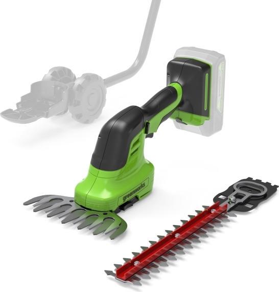 Actual product image Greenworks G24SHT, Multiklipper 2i1, 24V, u/batteri og loader