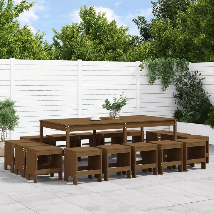 Immagine prodotto VidaXL 17-tlg. Garten-Essgruppe Honigbraun Massivholz (100 cm)