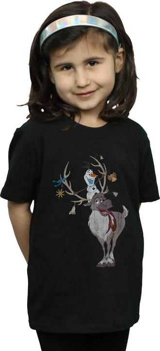 Actual product image Disney Girls Frozen Sven And Olaf Christmas Ornaments Cotton T-Shirt (116)