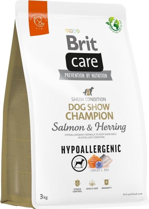 Actual product image Brit Care Hypoallergenic Adult Dog Show Champion Salmon & Herring - dry dog food - 3kg (Adult, 1 pcs., 3000 g)