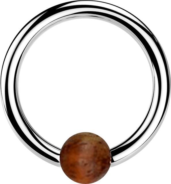 Immagine prodotto Star Piercing Anello con chiusura a micropallina in argento con pallina in legno di tamarindo scuro (Organico, Acciaio chirurgico 316L, senza ottone)