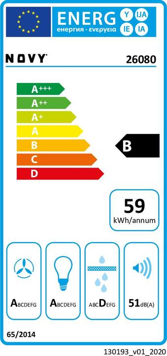 Energy Label NOVY 26080 cooker hood Built-in White ³/h B (Flat-screen hood)