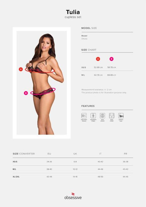 Image du produit Obsessive Tulia Sujetador Y Tanga Con Aberturas Xs/S (XS)