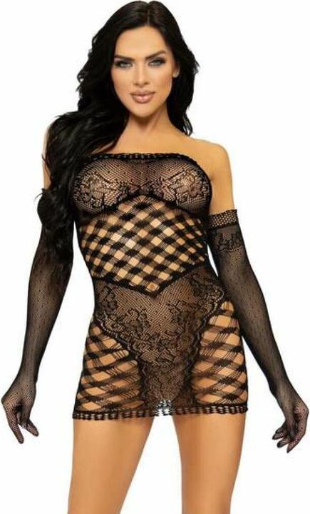 Produktbild Leg Avenue Tube Kleid Und Handschuhe Einheitsgr?Sse Einheitsgr?Sse - Schwarz (One Size)