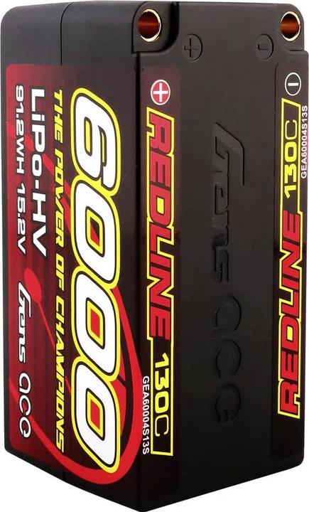 Actual product image Gens Ace Redline Series 6000mAh 15.2V 130C 4S2P HardCase 69 HV LiPo Battery (15.20 V, 6000 mAh)