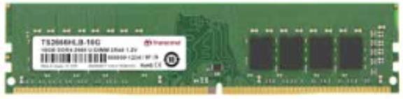 Actual product image Transcend JetRam JM2666HLE-16G memory module 16 GB 1 x 8 GB DDR4 2666 MHz (1 x 16GB, 2666 MHz, DDR4-RAM, DIMM)