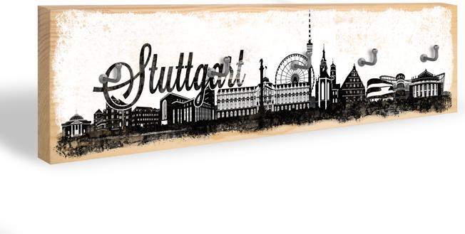 Produktbild Trenddeko Stuttgart Skyline + 5 Haken (40 x 10 cm)