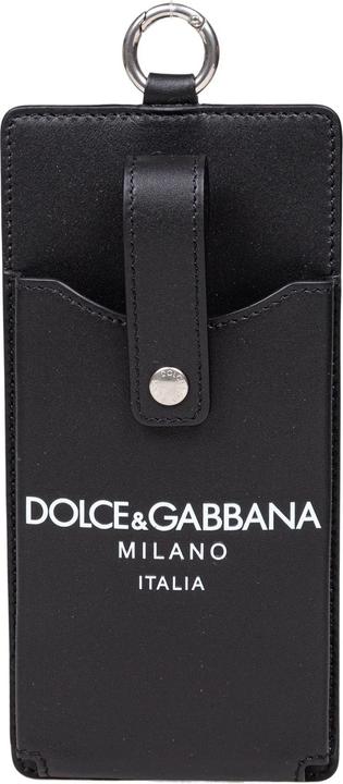 Actual product image Dolce & Gabbana leather cell phone holder with black logo