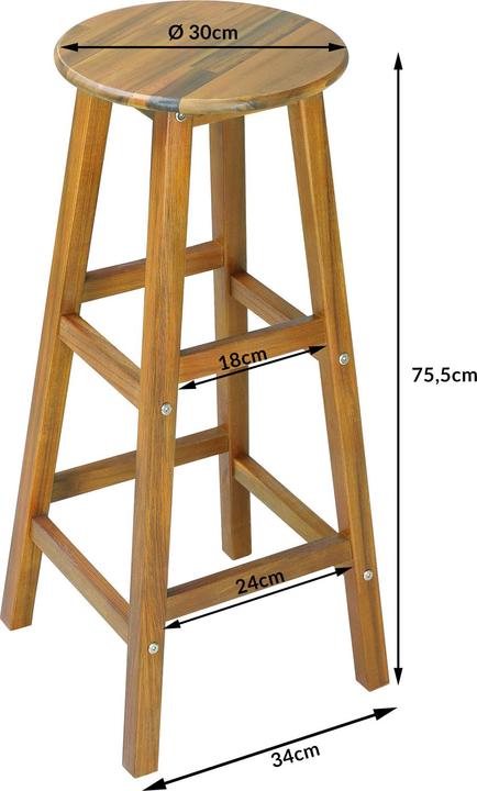 Produktbild Casaria Bartisch mit Hocker (75 x 75 x 110 cm)