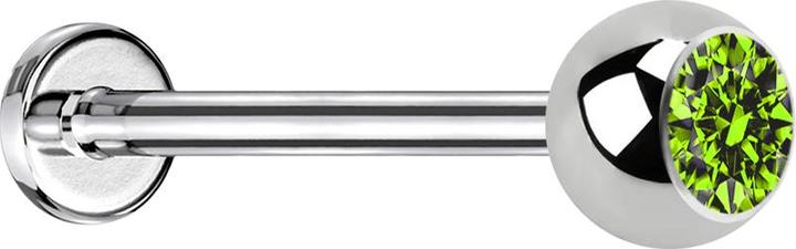 Image du produit Star Piercing Micro Labret silber mit Kugel und Kristall hellgrün (sans laiton, Acier chirurgical 316L)