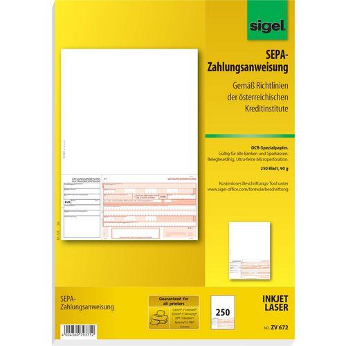 Produktbild Sigel Zahlungsanweisung ZV672 Papier Weiss (240 x)