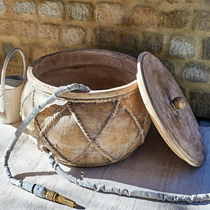 Actual product image Loberon Hulcier garden hose pot antique brown
