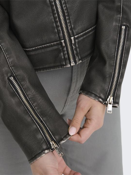 Produktbild Only Stehkragen Ärmelbündchen mit Reissverschluss Jacke Kunstlederjacke (XL)