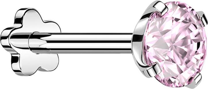 Immagine prodotto Star Piercing Micro Threadless Labret Flower in argento con cristalli rosa (senza ottone, Titanio G23)