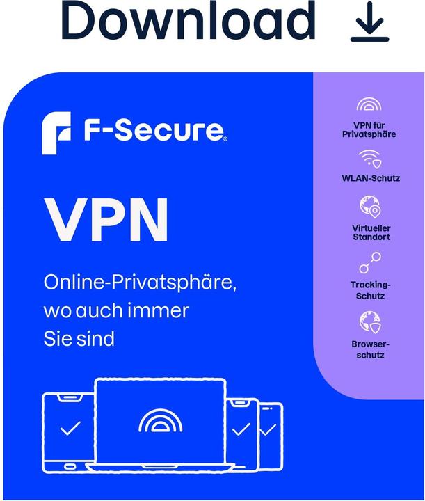 Image du produit F-Secure VPN 1 an/3 appareils Télécharger (3 Utilisateur, 3 Périphériques/Utilisateurs, 12 mois)