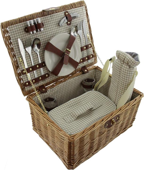Actual product image Frank Flechtwaren Picnic basket duo 16 pcs crockery for 2 people