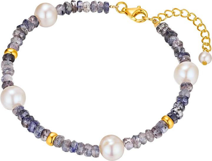 Produktbild Valero Pearls Damen Sterling Silber Kyanit Süsswasser-Zuchtperle gelbgold 17,0 cm Basislänge + 3,0 cm Verlängerung (17 cm, Sterling Silber)