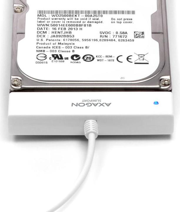 Actual product image Axagon ADSA-1S6 SLIMPort Adapter, USB 2.0, 2.5" SSD/HDD, SATA - with Case (2.5")