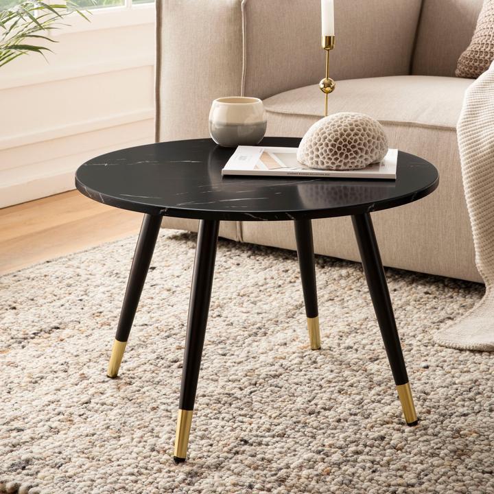 Produktbild FineBuy Couchtisch Sofatisch Marmor Optik 60 cm Wohnzimmertisch Rund Tisch (60 x 60 x 41 cm)
