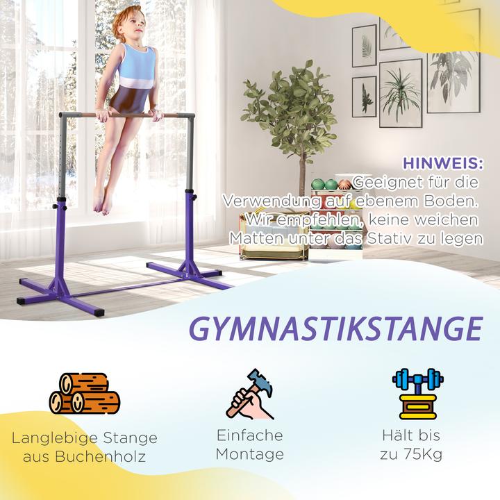 Image du produit Homcom Gymnastik-Turnreck Stahl, Buchenholz Violett