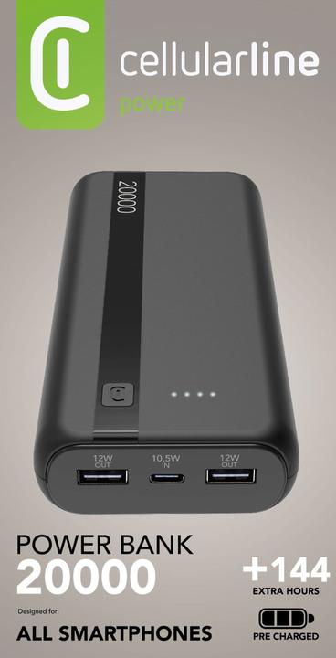 Actual product image Cellularline Power Bank 20000 - Black (20000 mAh, 12 W)